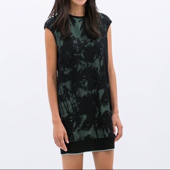Zara Dresses & Skirts - Zara Palm Tree and Mesh Sleeveless Dress